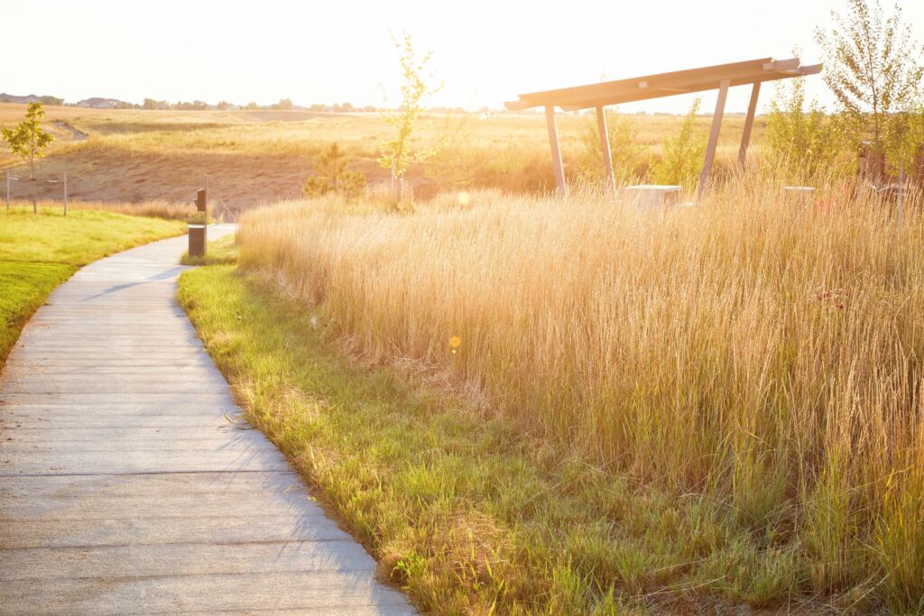 A scenic bike trail at Painted Prairie near Aurora, CO